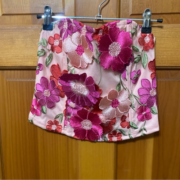 NWT New York & Company Floral Pink Strapless Corset - Picture 4 of 5